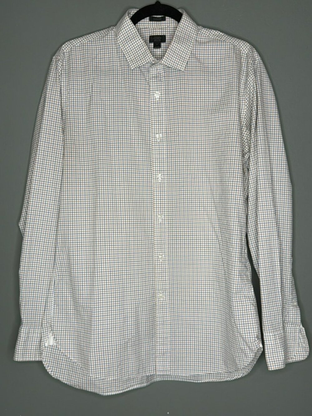 J. Crew Button Up Cotton 120s 2 Ply Dress Shirt Checkered Large